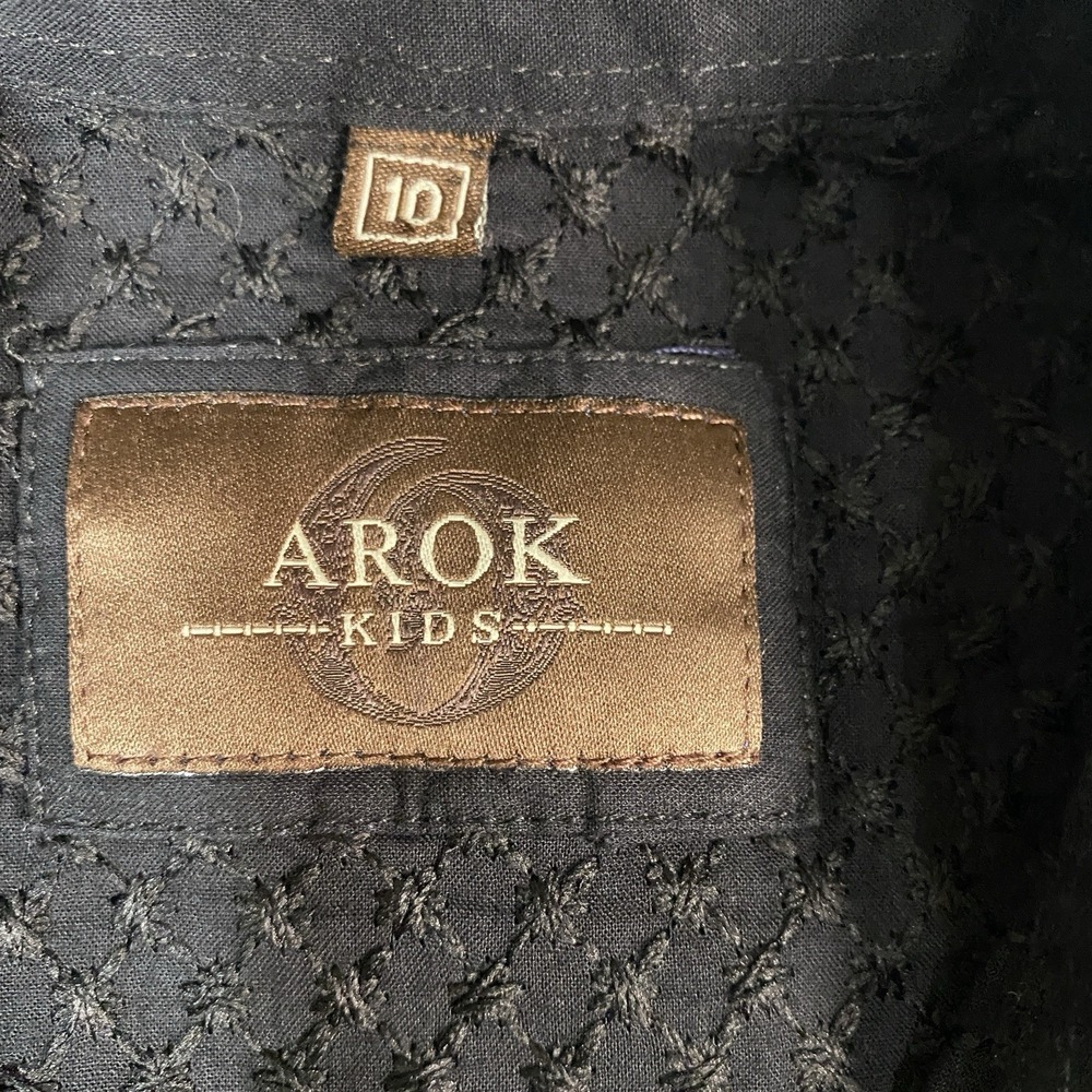 Arok Kids Formal Kurta Size 10 Embroidered Black Heavy‎ Cotton Indian Pakistan - Picture 4 of 6
